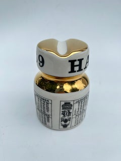 20th Century Fornasetti Milano Happy 1969 Paperweight Calendar Porcelain Gilt