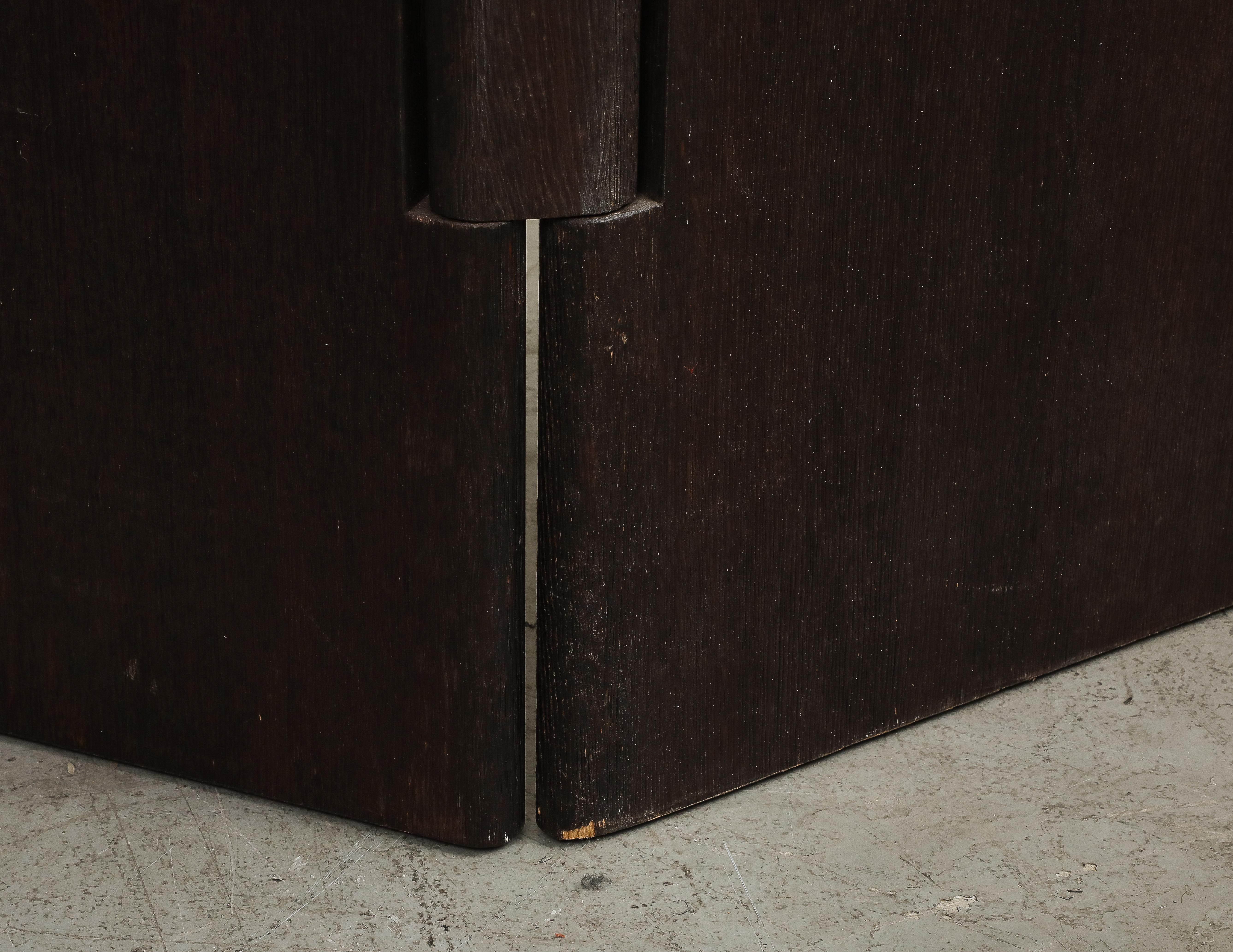 20th Century Four-Panel Sandblasted Oak Screen by Rabih Hage For Sale 8
