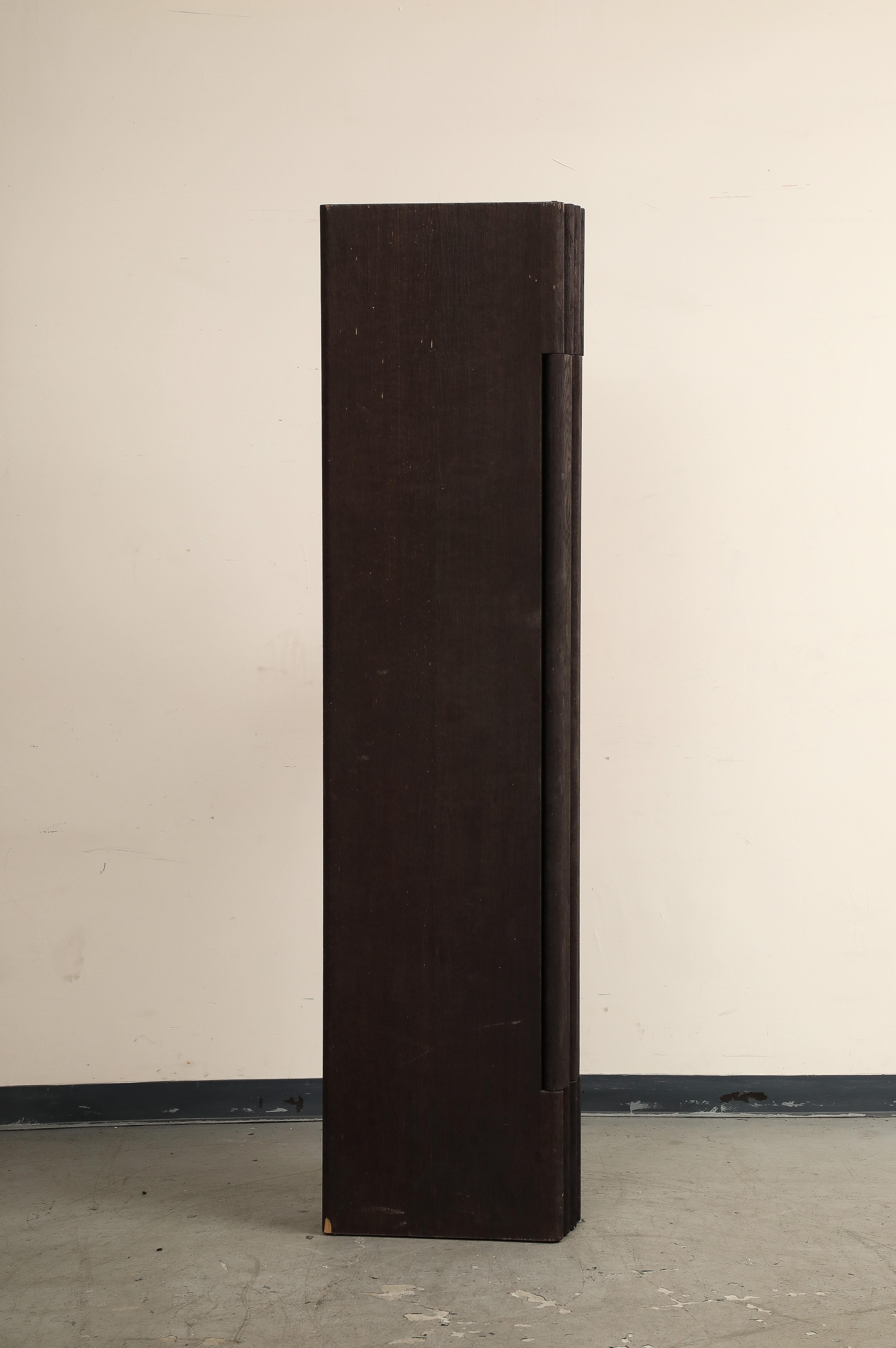 Four-panel sandblasted dark brown oak 