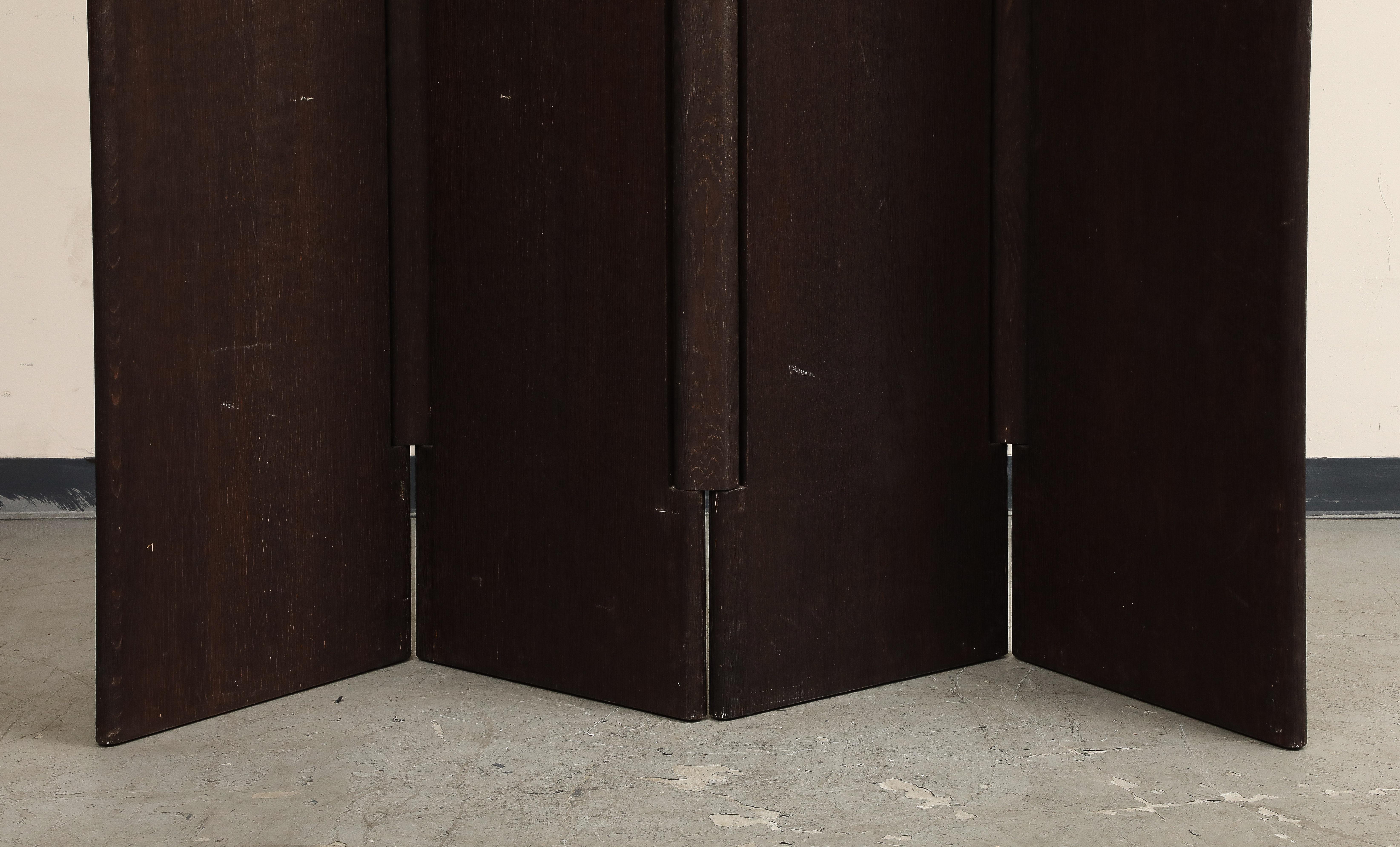 20th Century Four-Panel Sandblasted Oak Screen by Rabih Hage For Sale 1