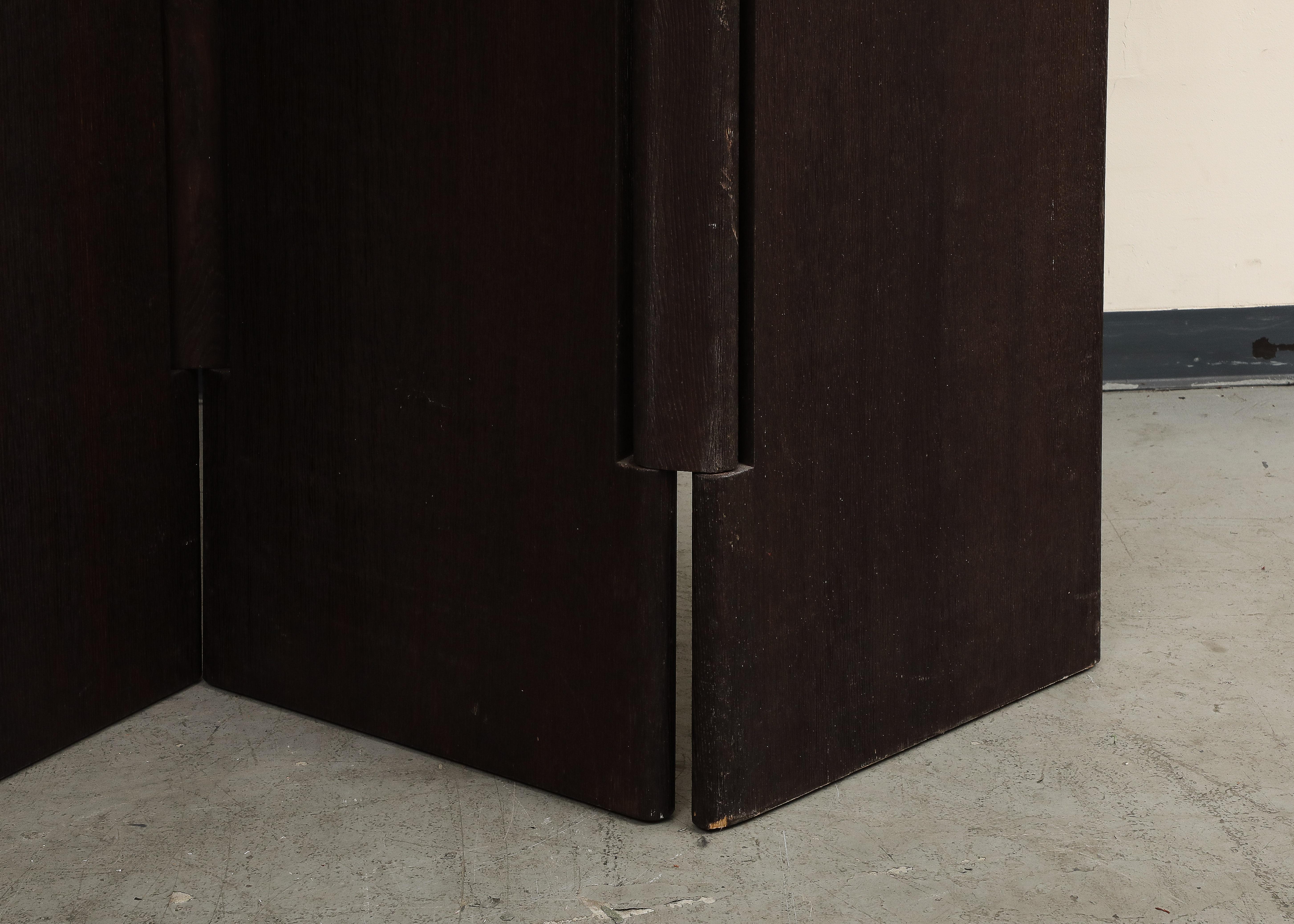 20th Century Four-Panel Sandblasted Oak Screen by Rabih Hage For Sale 4