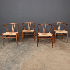 20th Century Four Wishbone Dining Chairs by Hans J Wegners, circa 1960