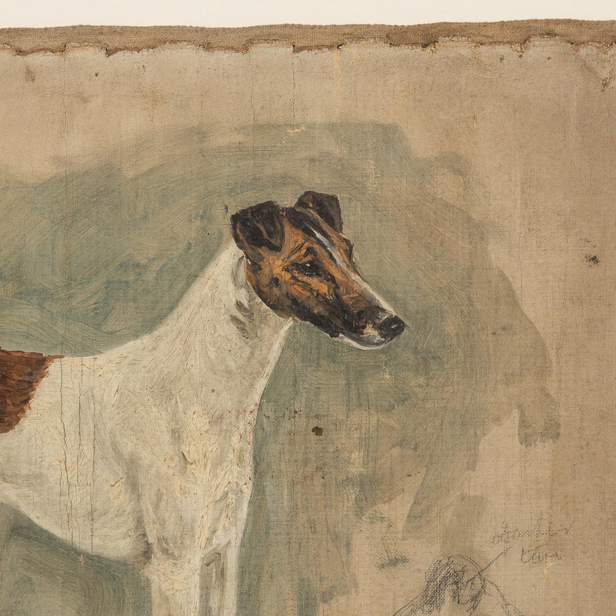 Gerahmter Fuchs Terrier, Öl auf Leinwand, 20. Jahrhundert, von Frederick Thomas Daws im Angebot 1