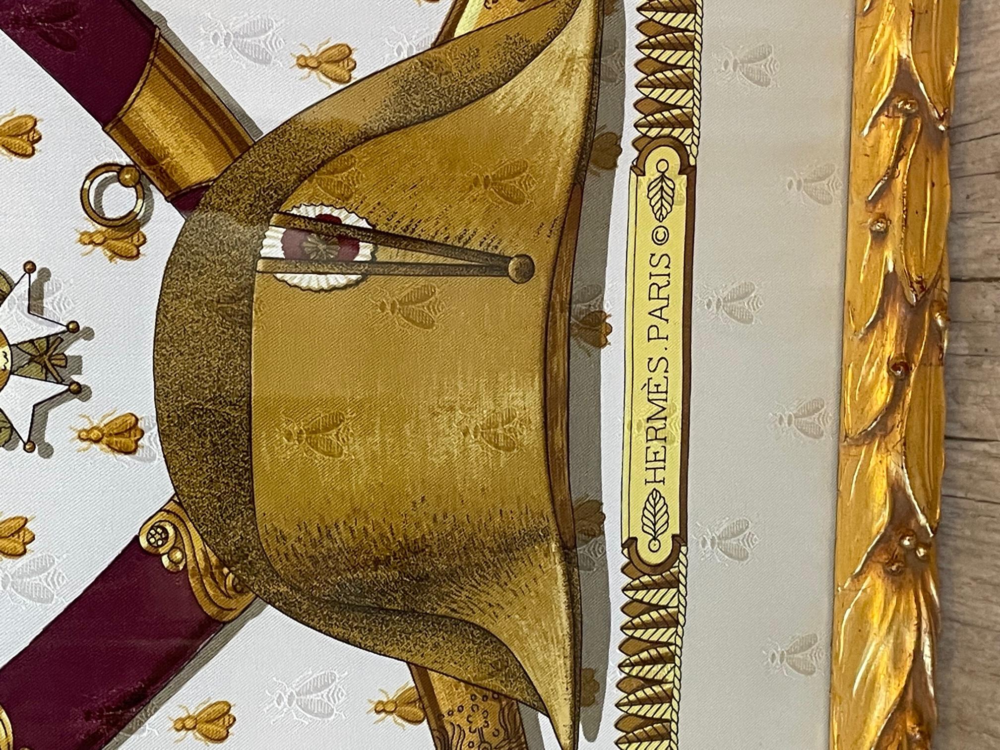 20th Century Framed Hermes Napoleon Silk Scarf, 1962 In Good Condition In LEGNY, FR