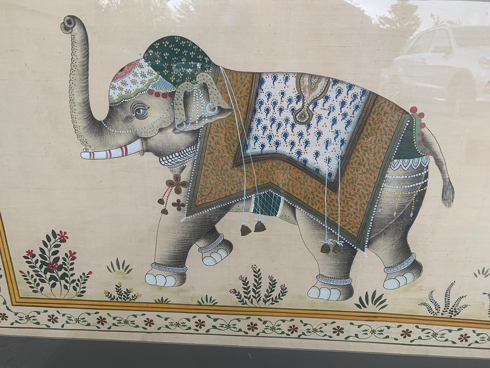 20th Century Framed Indian Ceremonial Elephant on Silk 1