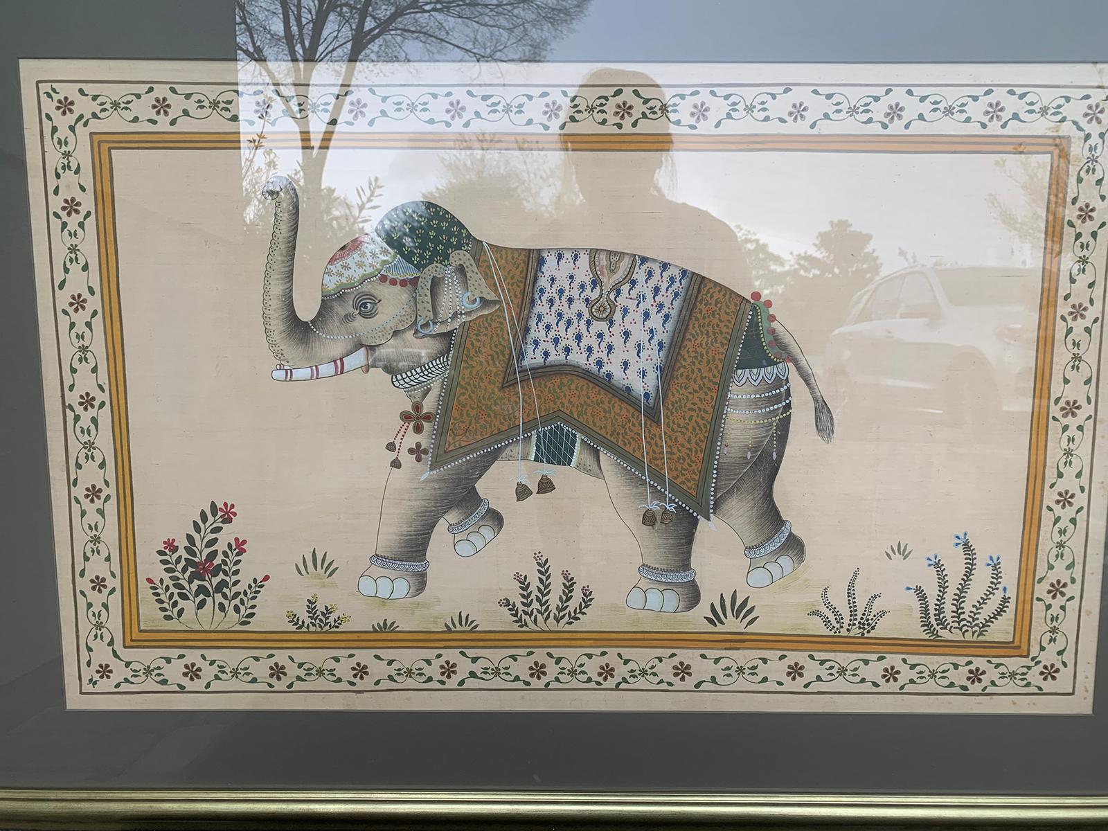 20th Century Framed Indian Ceremonial Elephant on Silk 3