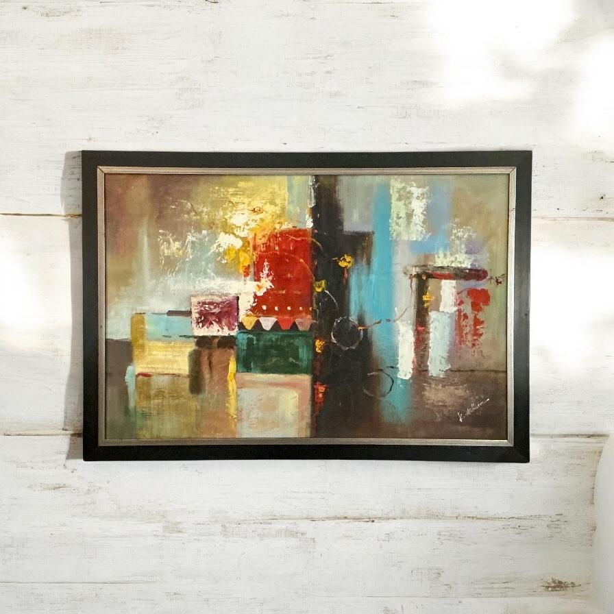 Moderno Pittura a olio astratta su tela con cornice del 20° secolo  Di Kaye Hillman in vendita