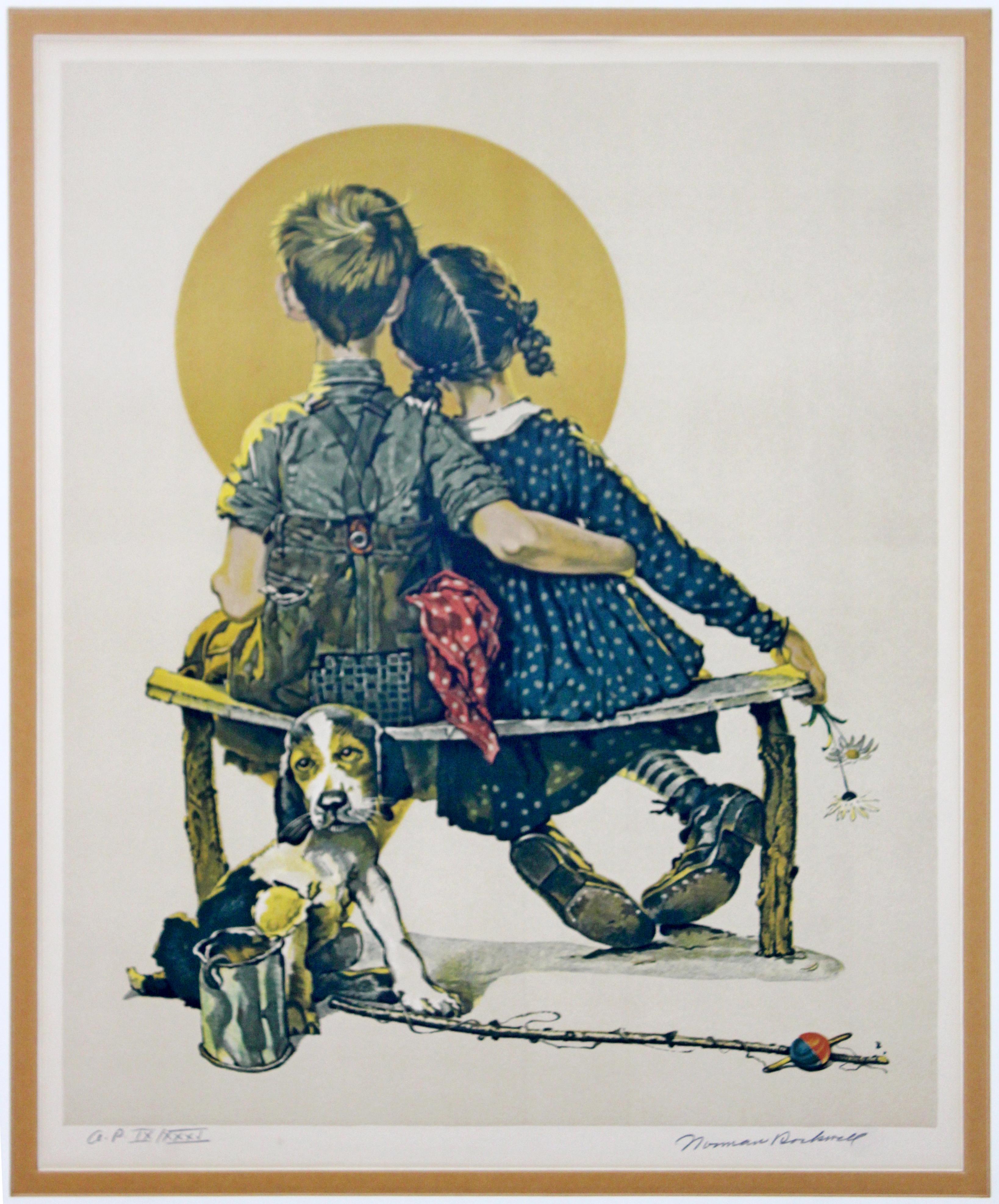 For your consideration is a framed, A.P. Lithograph of Norman Rockwell's 1926 modern illustration 
