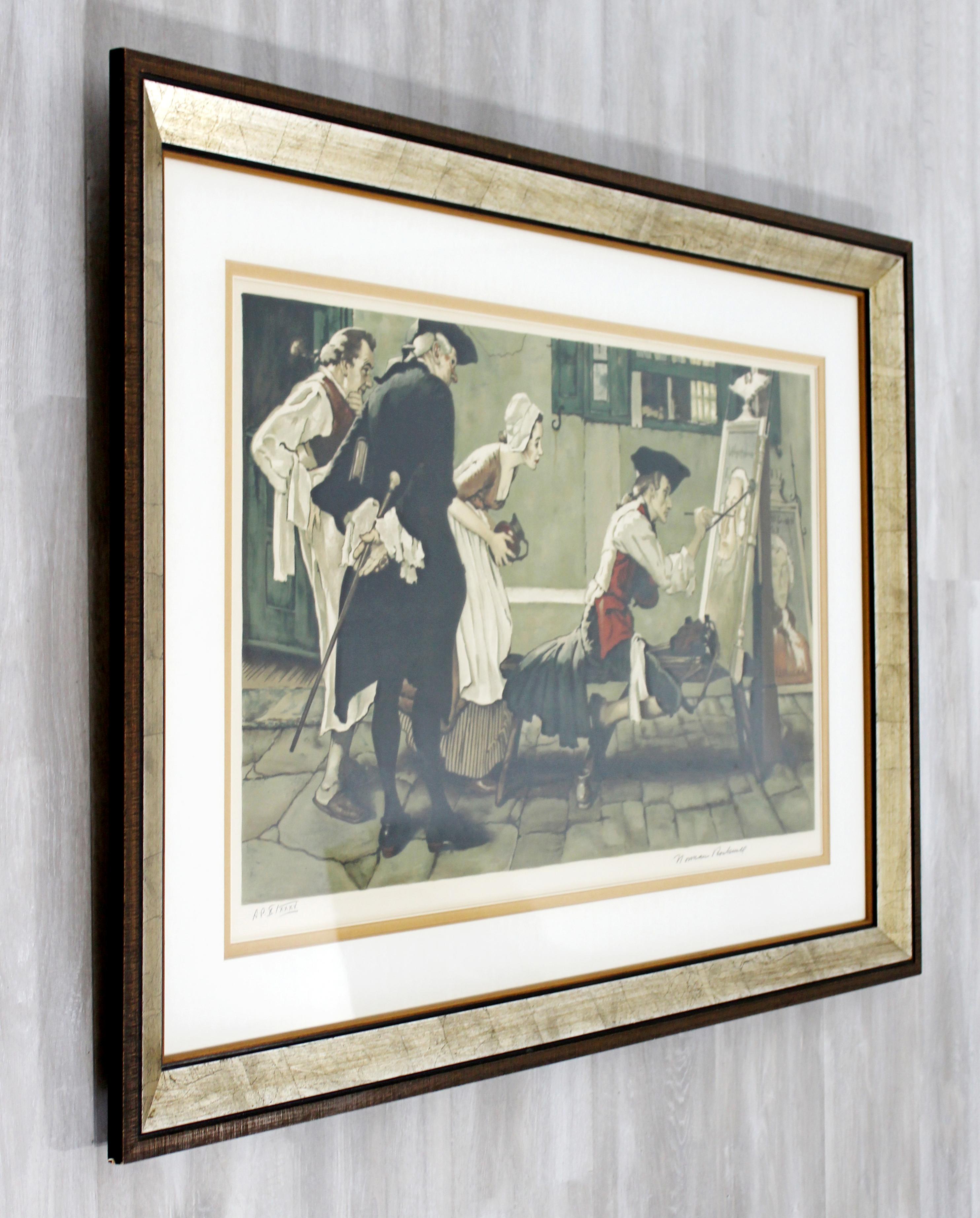 20th Century Framed Modern Illustration A.P. Litho Signed Norman Rockwell 1936 In Good Condition In Keego Harbor, MI