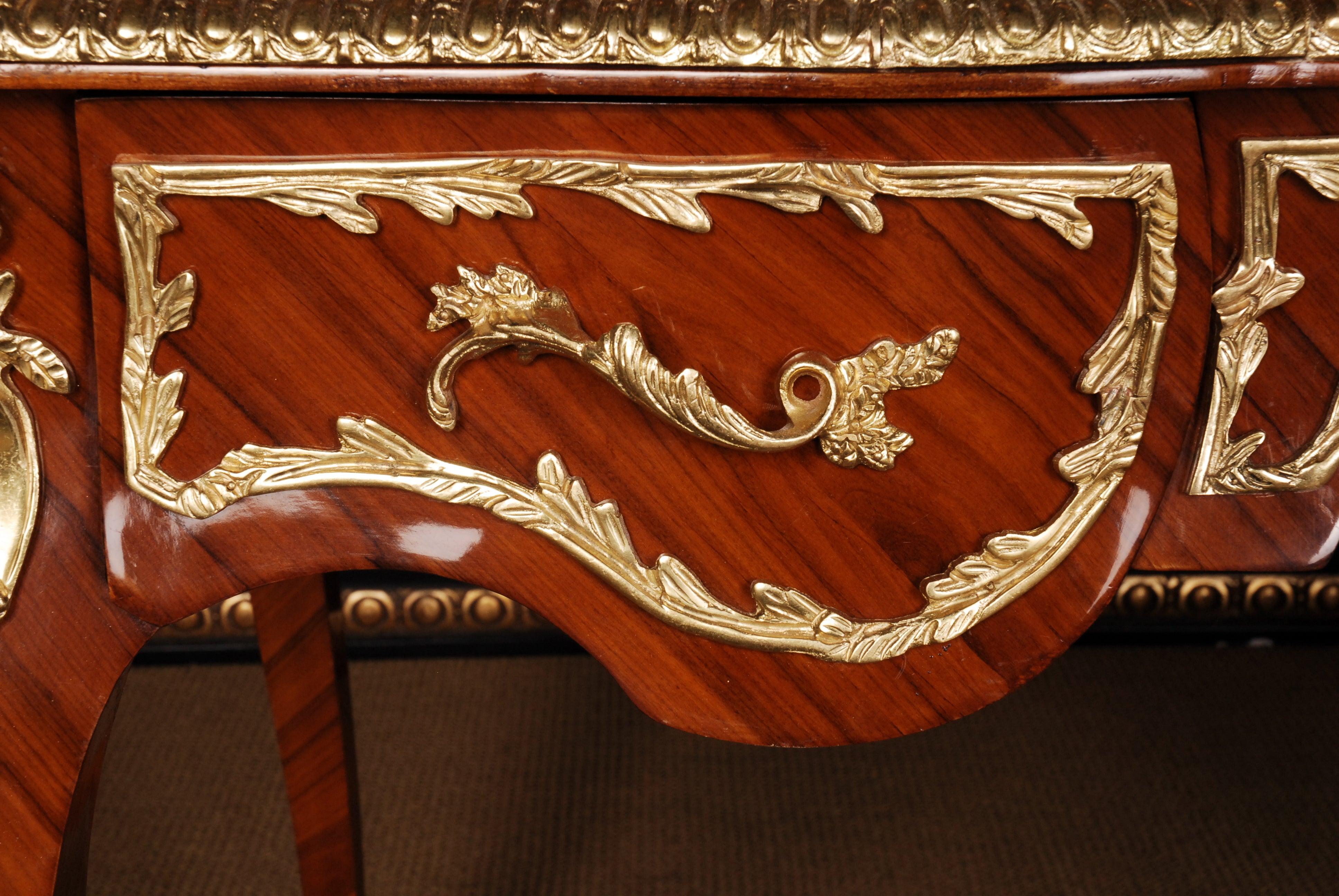 French 20th Century, France Bureau Plat in the antique Louis Quinze Style Exotic Veneer For Sale