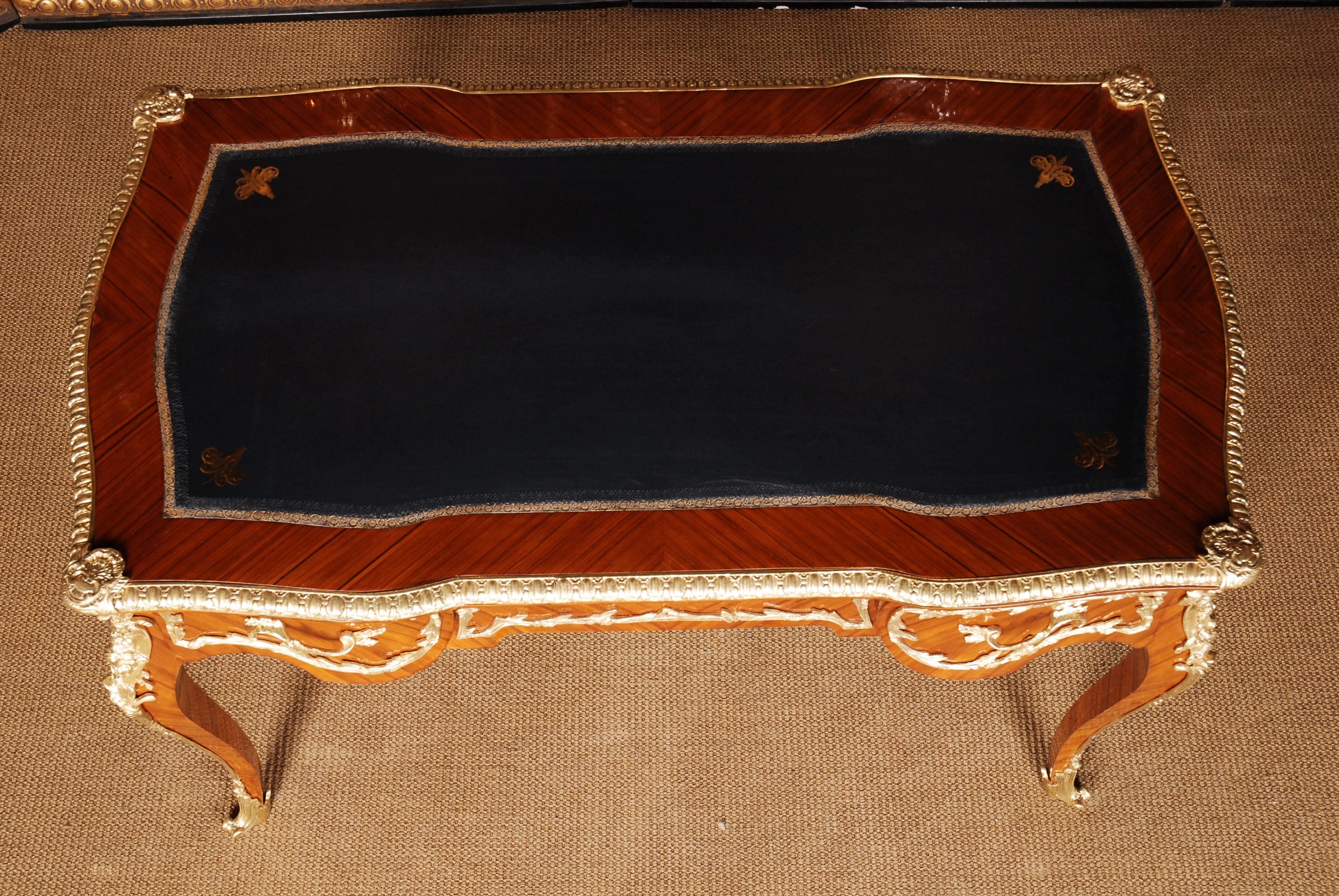 Wood 20th Century, France Bureau Plat in the antique Louis Quinze Style Exotic Veneer For Sale