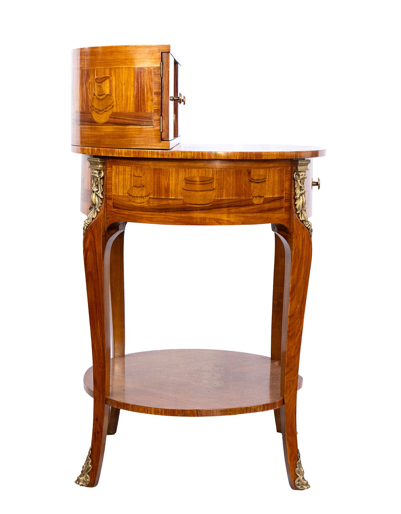 Inlay 20th Century France Louis XV Kingwood Inlaid Marquetry Desk and Writing Table For Sale