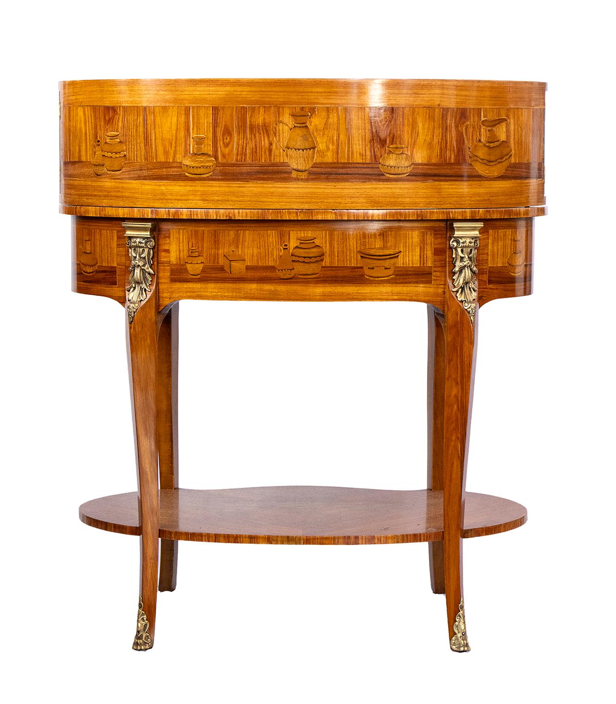 Inlay 20th Century France Louis XV Kingwood Inlaid Marquetry Desk and Writing Table
