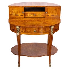 20th Century France Louis XV Kingwood Inlaid Marquetry Desk and Writing Table