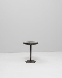 20th Century France Metal Stool With Wooden Seat