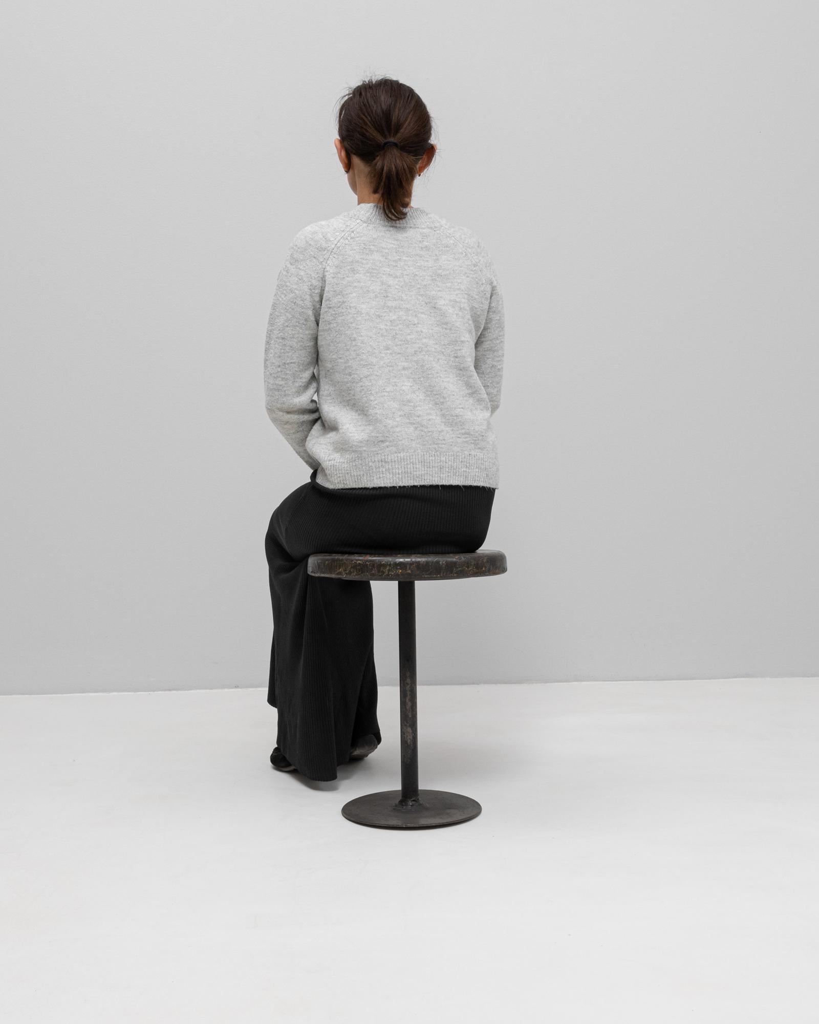 20ième siècle France, 20e siècle Tabouret en métal avec assise en bois en vente