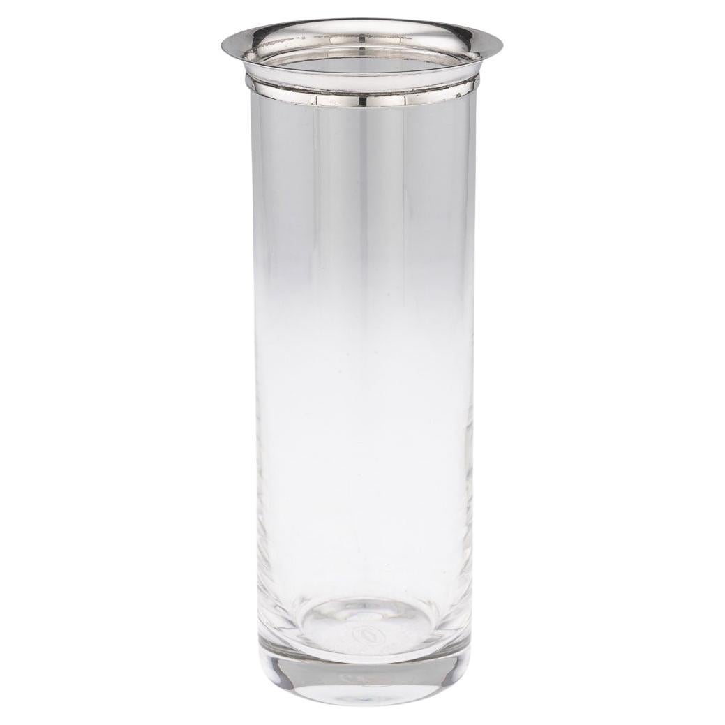 20th Century France Silver Mounted Glass Vase By Cartier