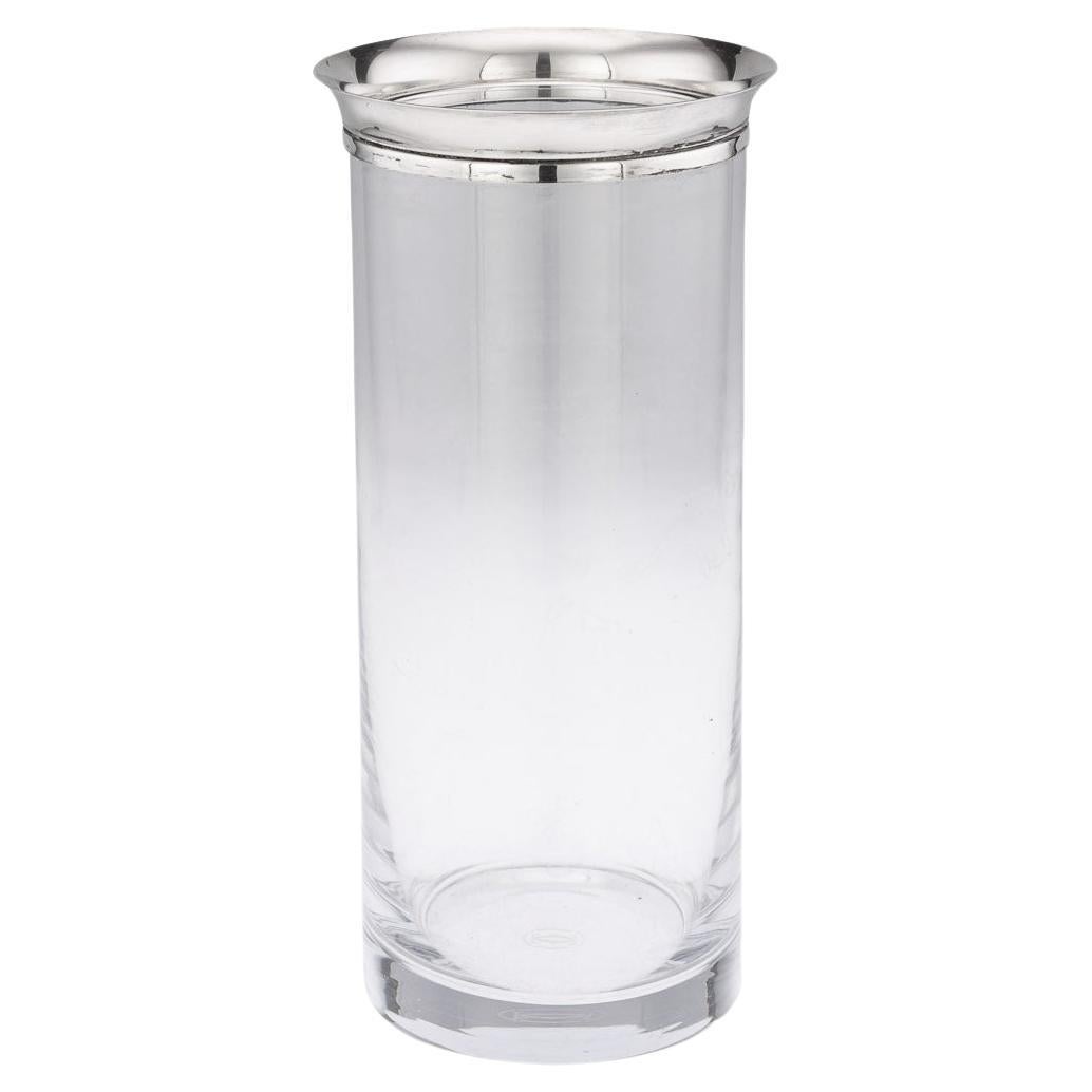 20th Century France Silver Mounted Glass Vase By Cartier
