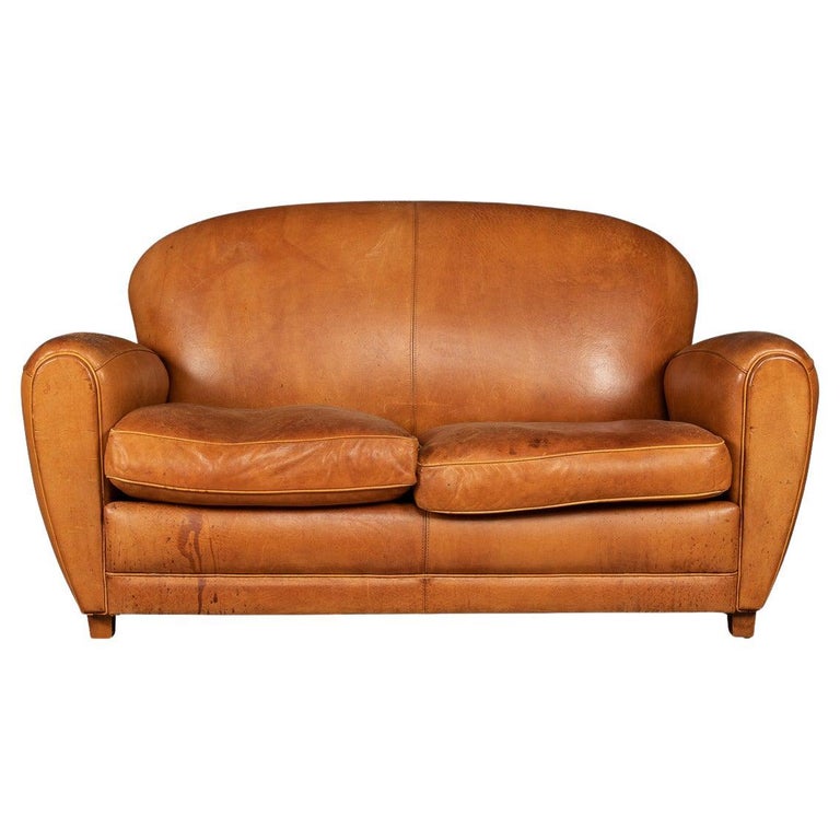 20th Century France Two Seater Tan Sheepskin Leather Sofa For Sale at  1stDibs | tan mom howard couch