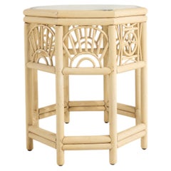 20th Century France Warm Ivory Carved Fretwork Side Table
