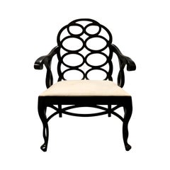 20th Century Frances Elkins Style Loop Armchair, Lacquered in Black Satin
