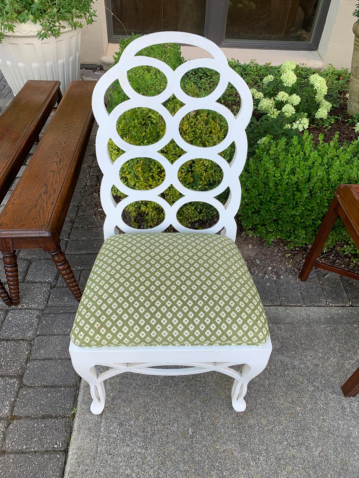 20th Century Frances Elkins Style White Loop Side Chair 9