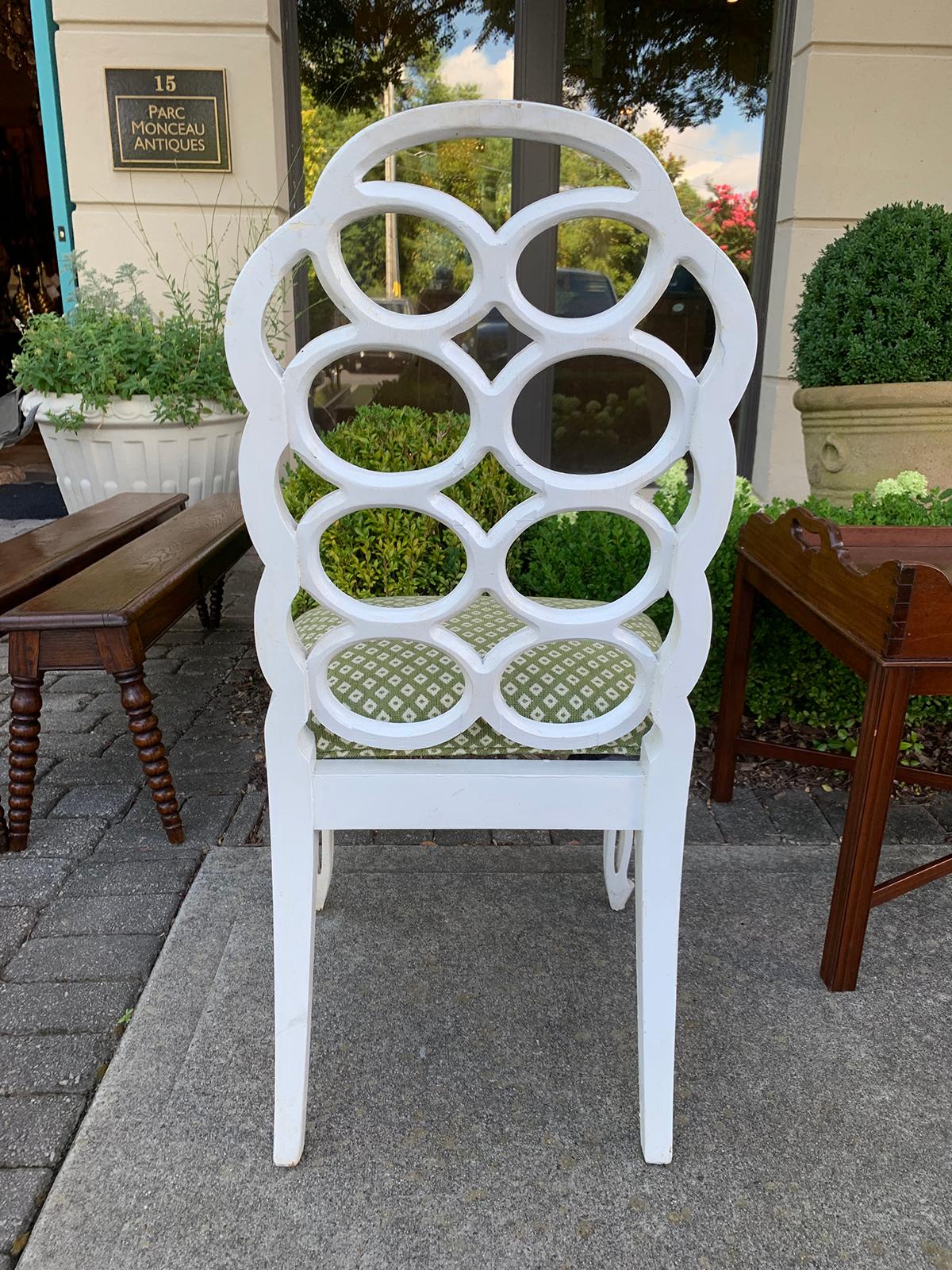 Wood 20th Century Frances Elkins Style White Loop Side Chair