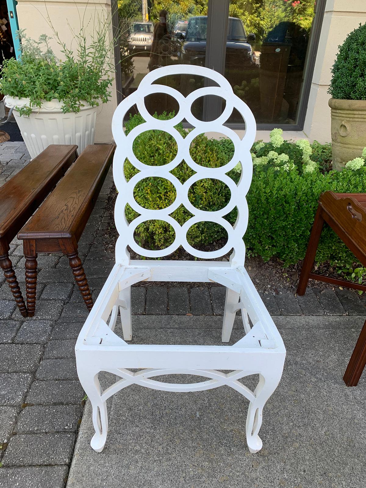 20th Century Frances Elkins Style White Loop Side Chair 3