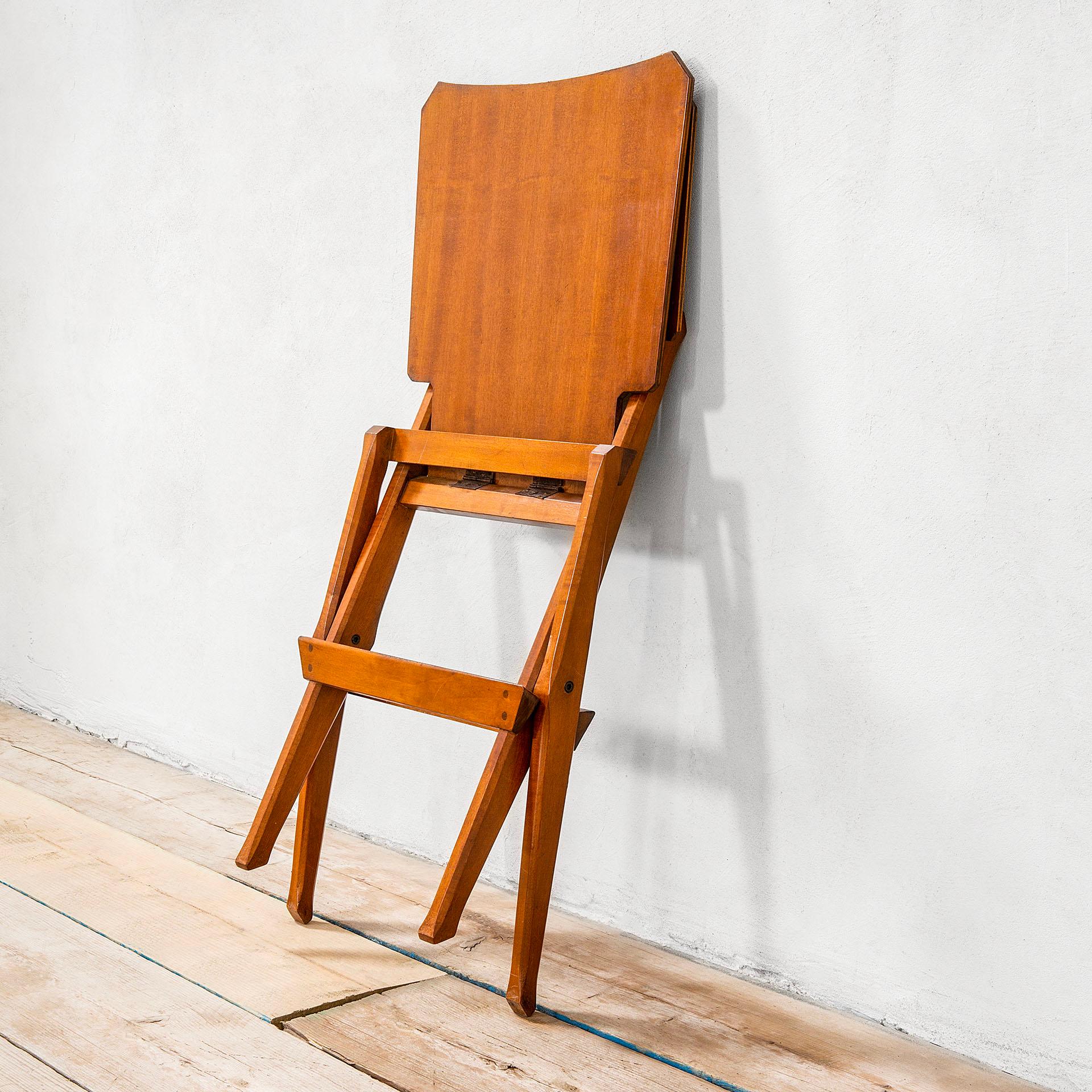 Italian 20th Century Franco Albini Folding Chair in Wood for Poggi, circa 1950s