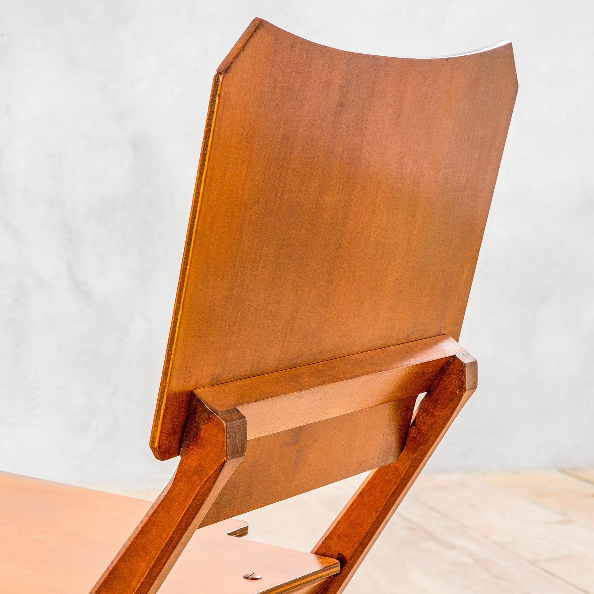 Mid-20th Century 20th Century Franco Albini Folding Chair in Wood for Poggi, circa 1950s