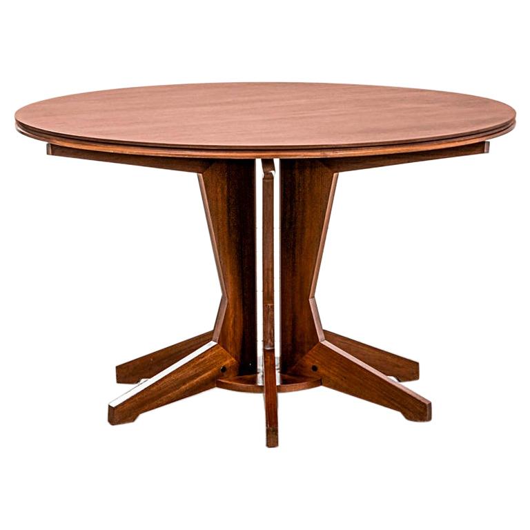 20th Century Franco Albini Round Wood Table with Radial Elements for Poggi