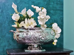 20th Century Fratelli Ponzone Rococo Engraved Silver Centerpiece, 1930s