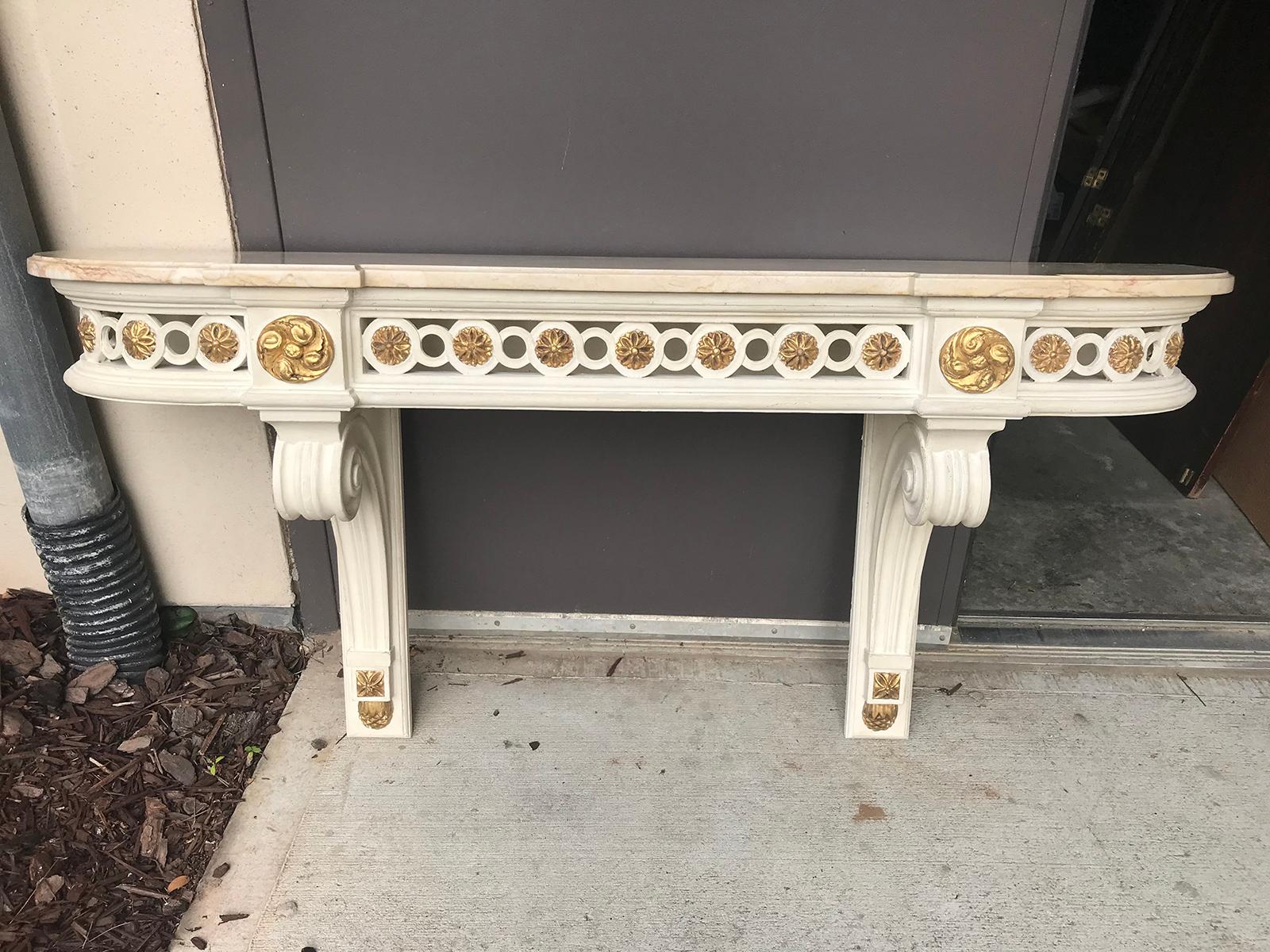 20th Century Frederick P. Victoria Neoclassical Hanging Console with Marble Top In Good Condition In Atlanta, GA