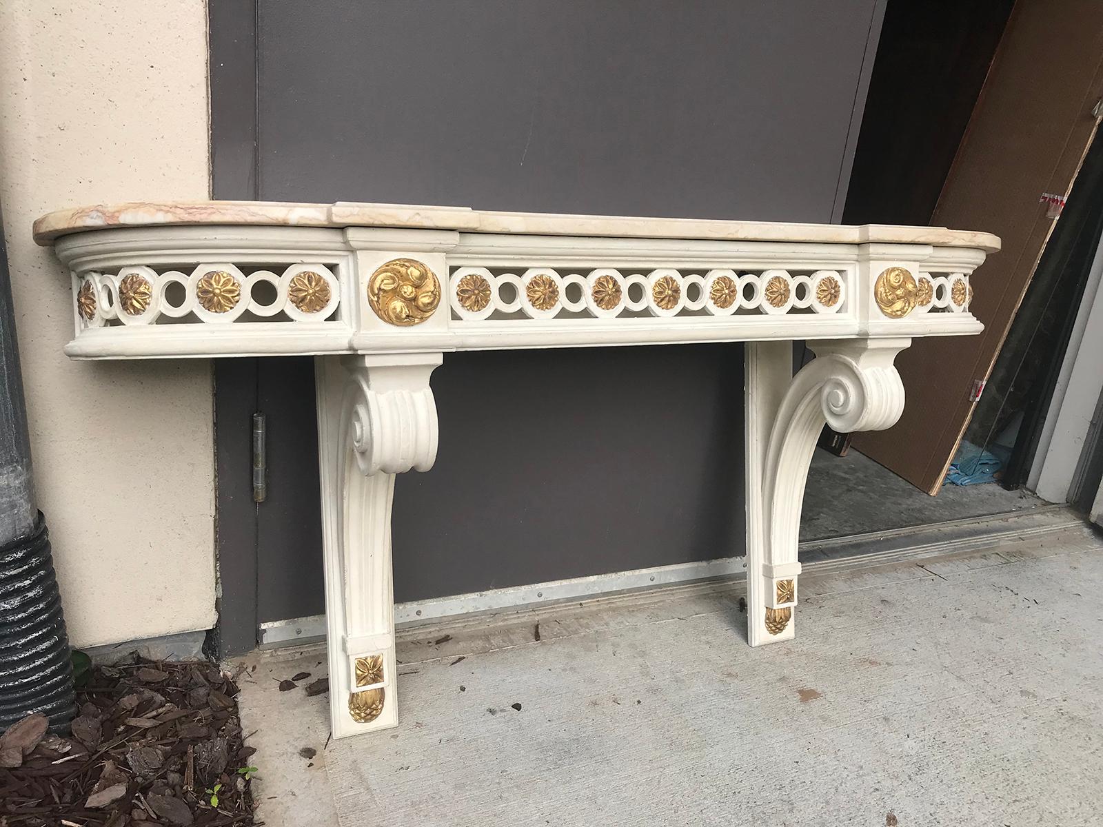 20th Century Frederick P. Victoria Neoclassical Hanging Console with Marble Top 1