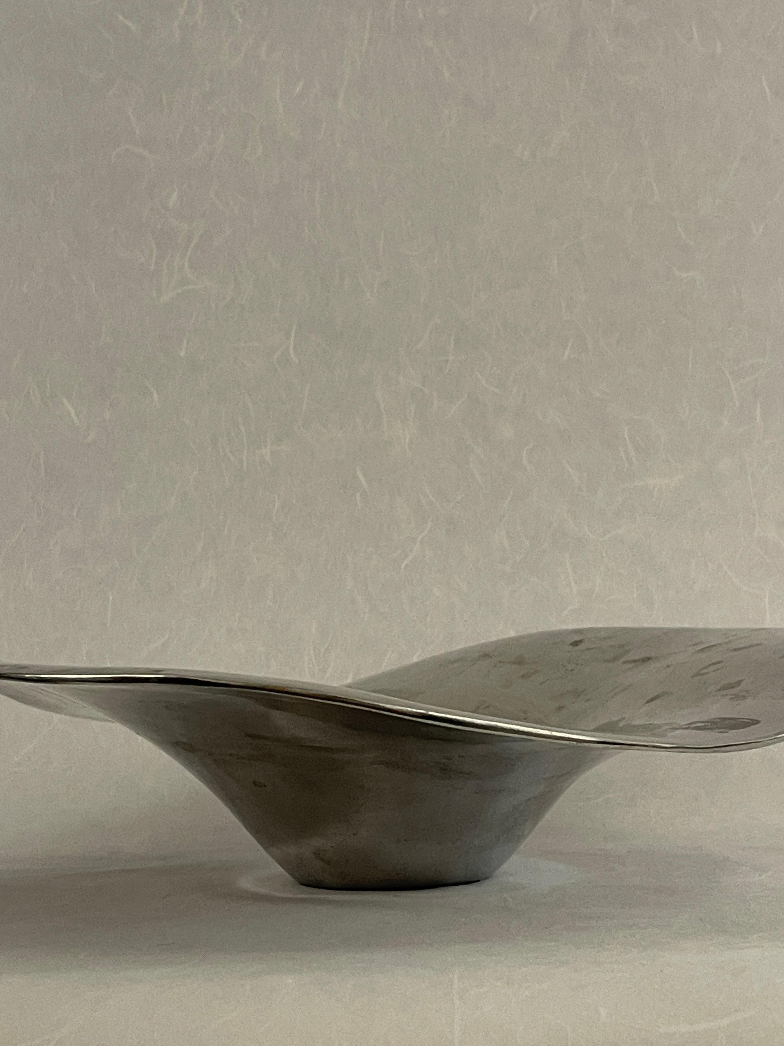 Post-Modern 20th Century Freeform Stainless Catchall Centerpiece Bowl For Sale