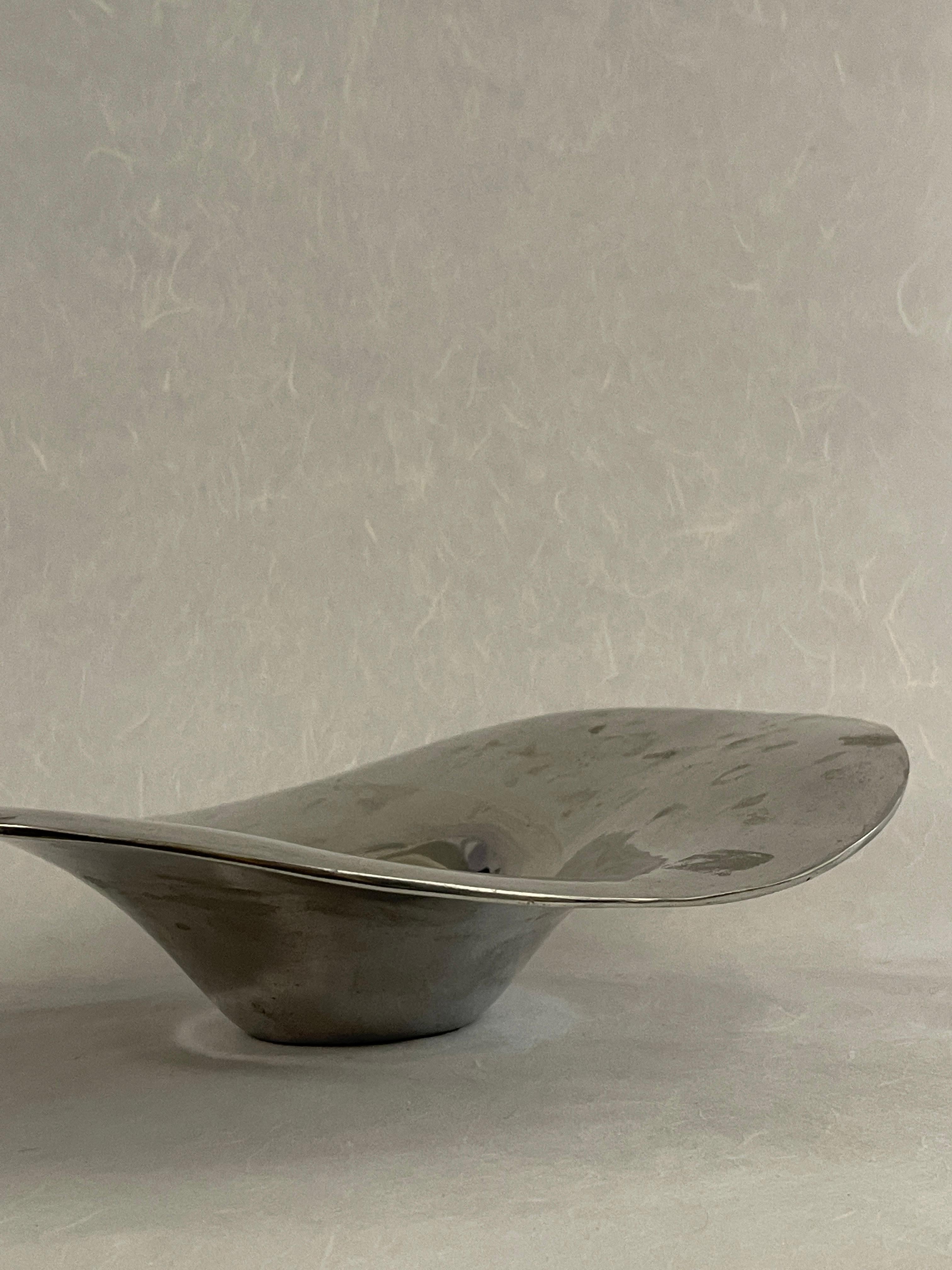 Stainless Steel 20th Century Freeform Stainless Catchall Centerpiece Bowl For Sale