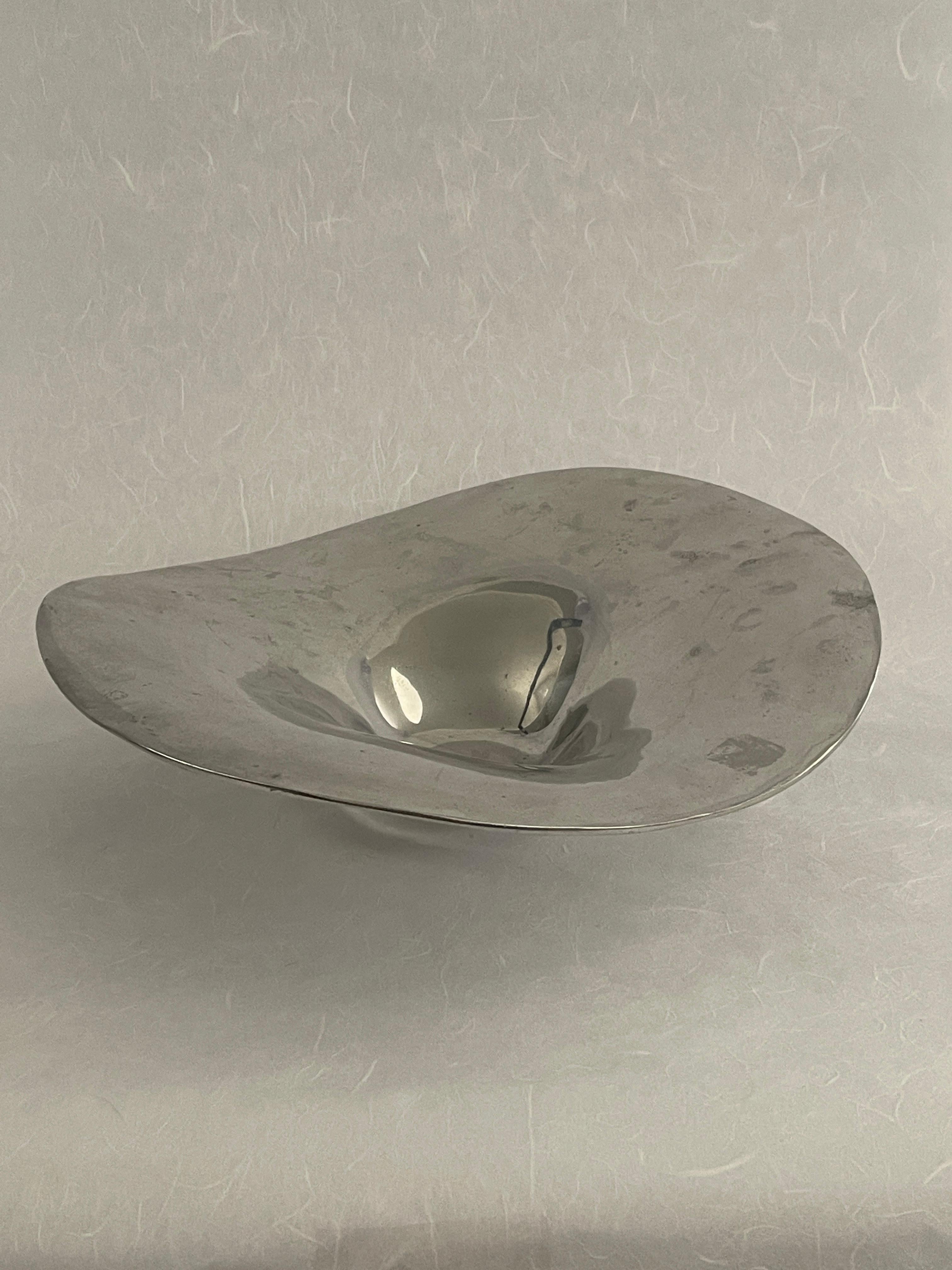 20th Century Freeform Stainless Catchall Centerpiece Bowl For Sale 1