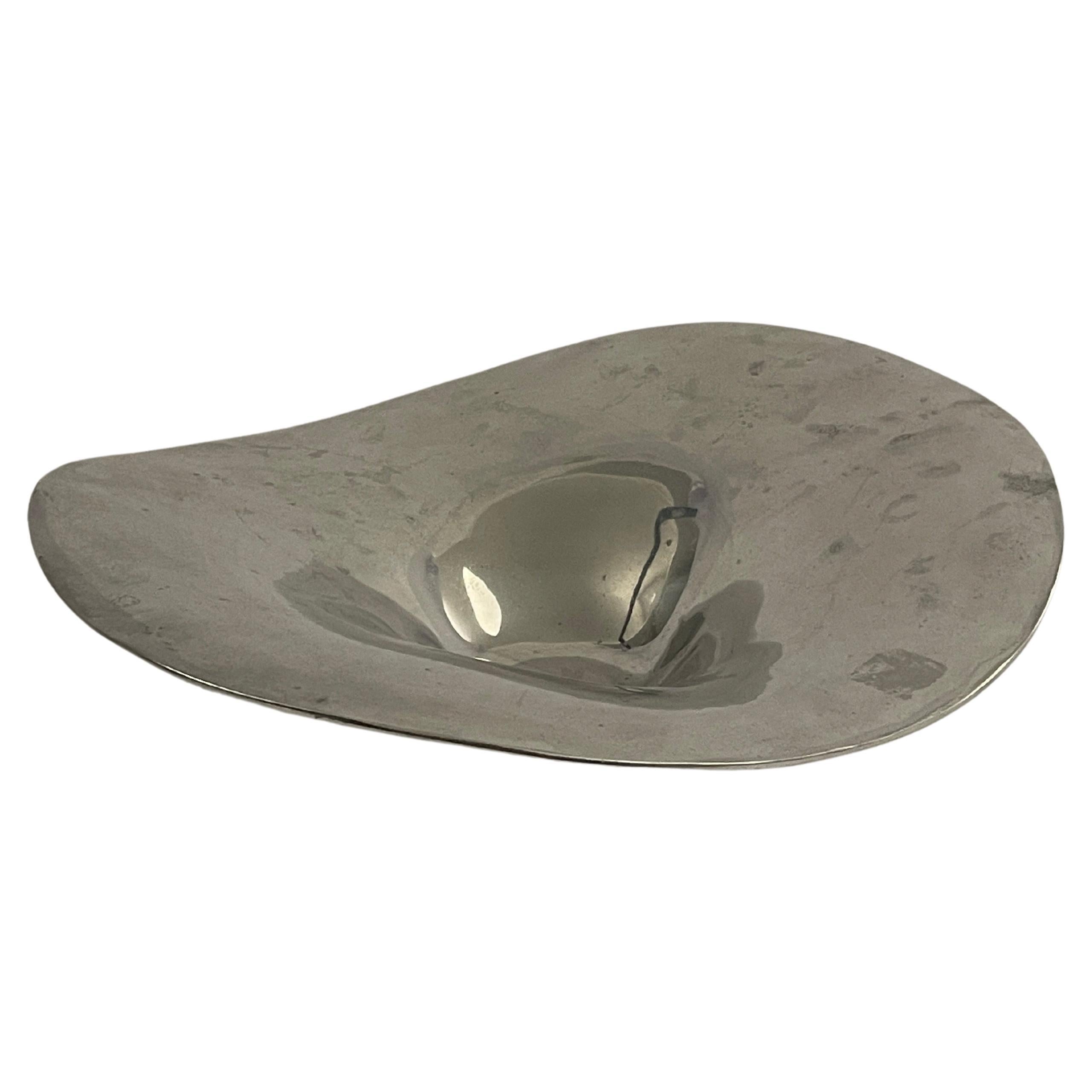 20th Century Freeform Stainless Catchall Centerpiece Bowl For Sale