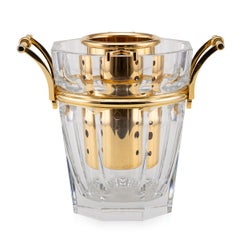 20th Century French 22K Gold Plated & Baccarat Glass Wine Cooler, C.1960