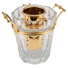 20th Century French 22K Gold Plated & Baccarat Glass Wine Cooler, C.1960