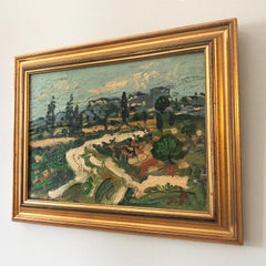 20th Century French Abstract Landscaping Oil Painting by Jacques Pellegrin