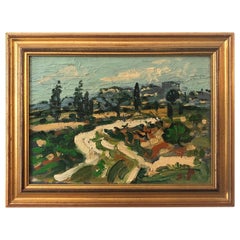 20th Century French Abstract Landscaping Oil Painting by Jacques Pellegrin