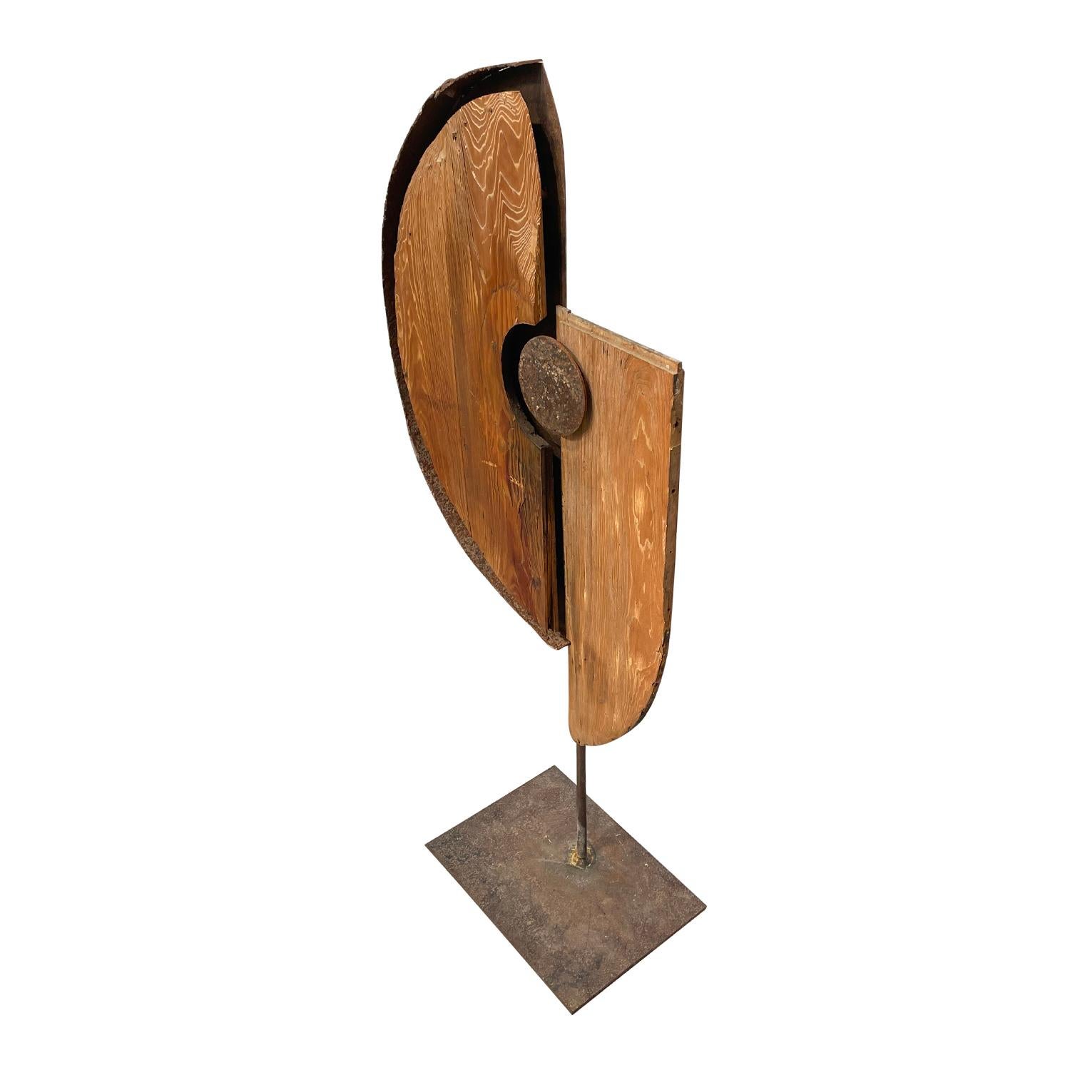 Industrial 20th Century French Abstract Walnut Sculpture in the Style of Sonia Delaunay For Sale