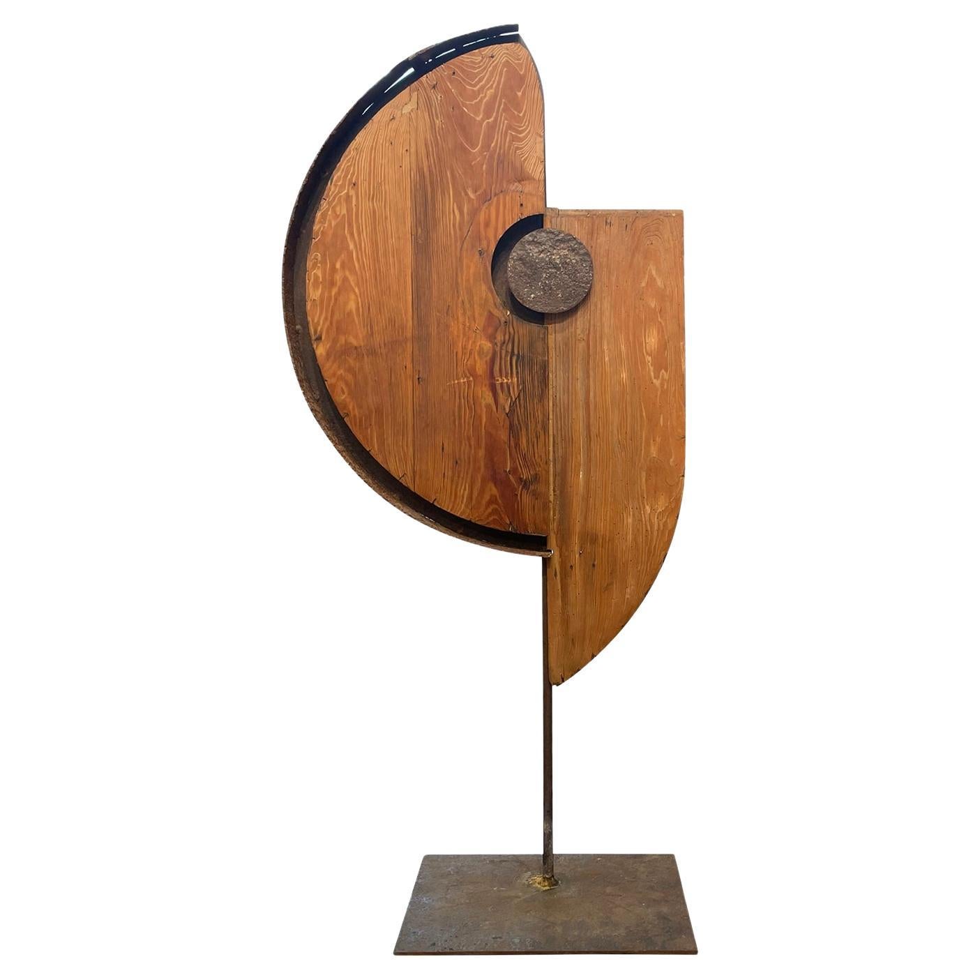 20th Century French Abstract Walnut Sculpture in the Style of Sonia Delaunay