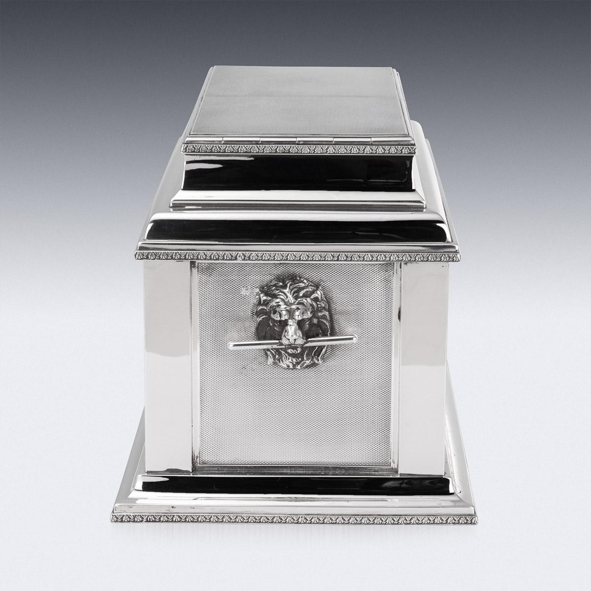 Sterling Silver 20th Century French Air Force Solid Silver Cigar & Cigarette Humidor Box, c.1927