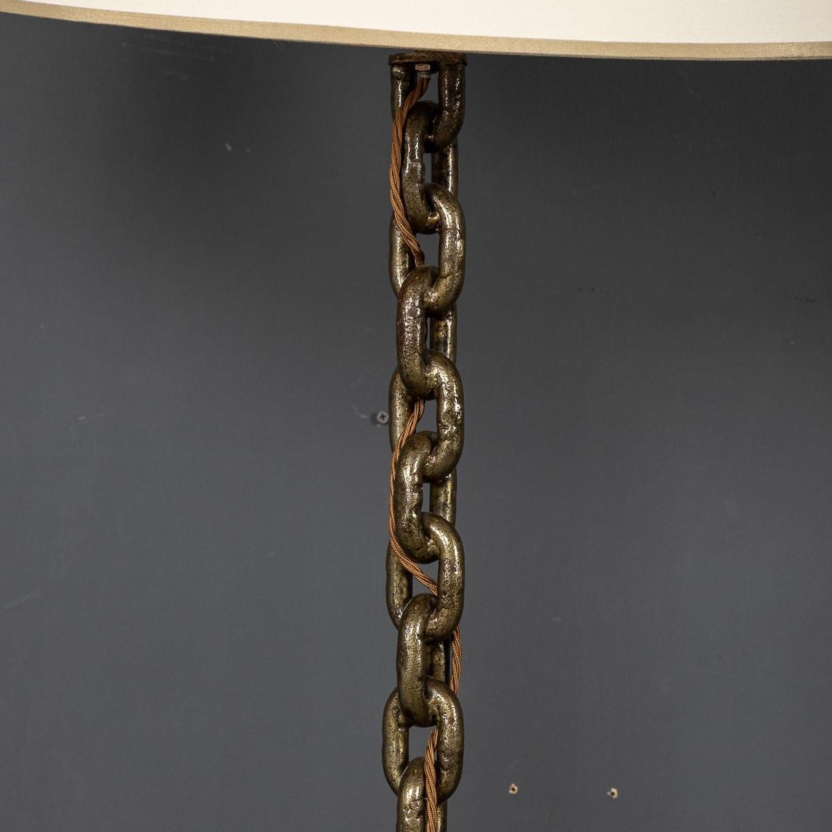 Metal 20th Century French Anchor Chain Freestanding Lamp with Shelves, circa 1930 For Sale