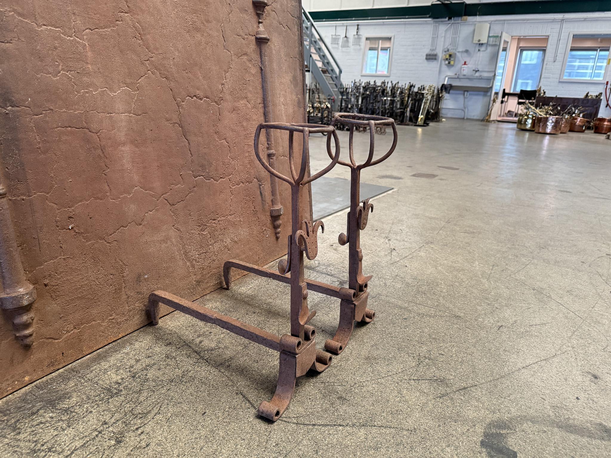 20th Century French Andirons or Firedogs, Gothic Style For Sale 15