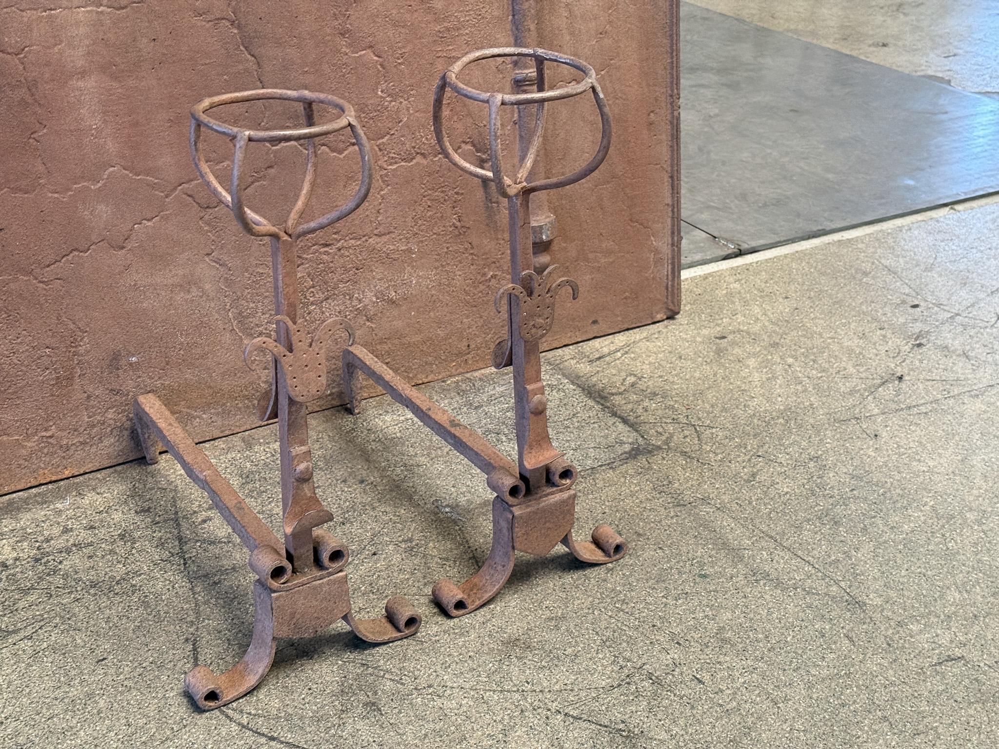 20th Century French Andirons or Firedogs, Gothic Style For Sale 1