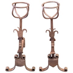 20th Century French Andirons or Firedogs, Gothic Style