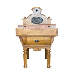 20th Century French Antique Crowned Beechwood Butcher Block Table